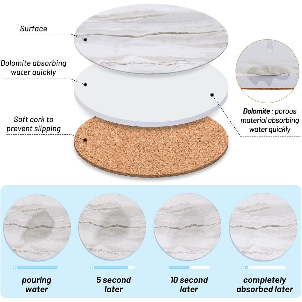 6-Piece Absorbent Coaster Set, - огляд і ціна Marble Coaster Set