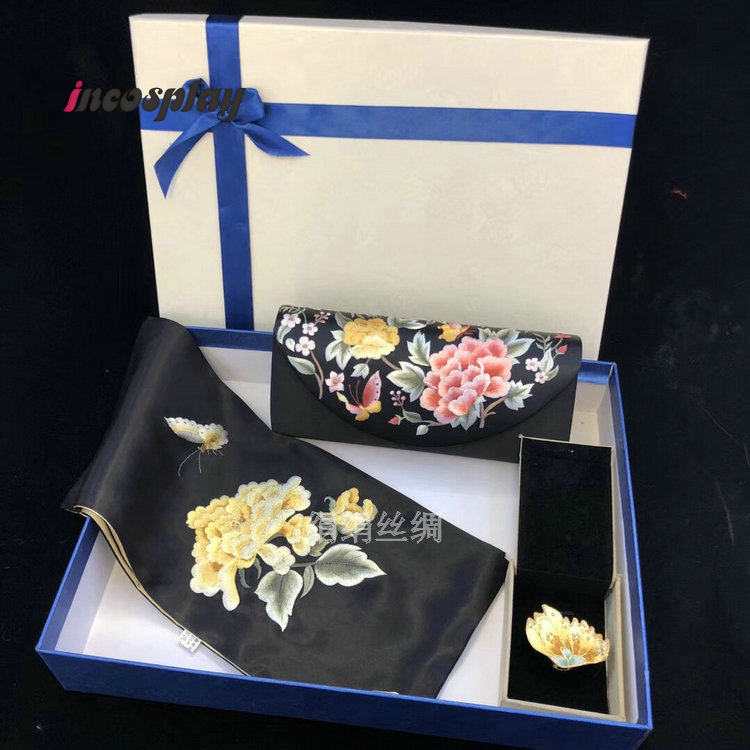Chinese Embroidery Silk Scarf, - огляд і ціна Luxury Gift Set